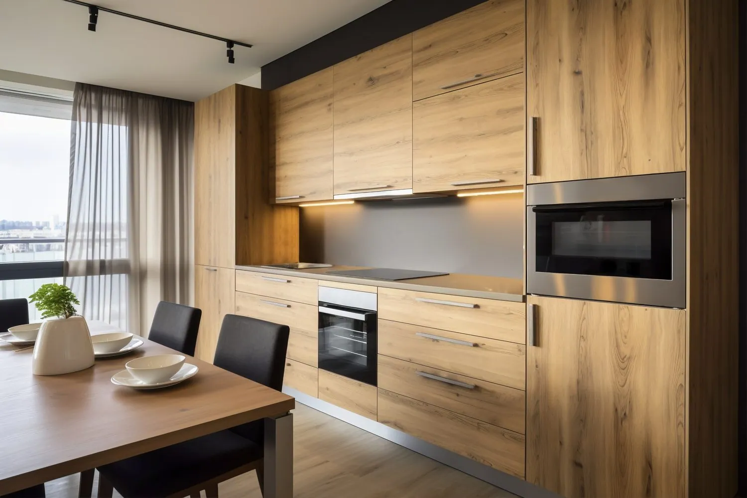 Kuchnia otwarta na jadalnię — apartament